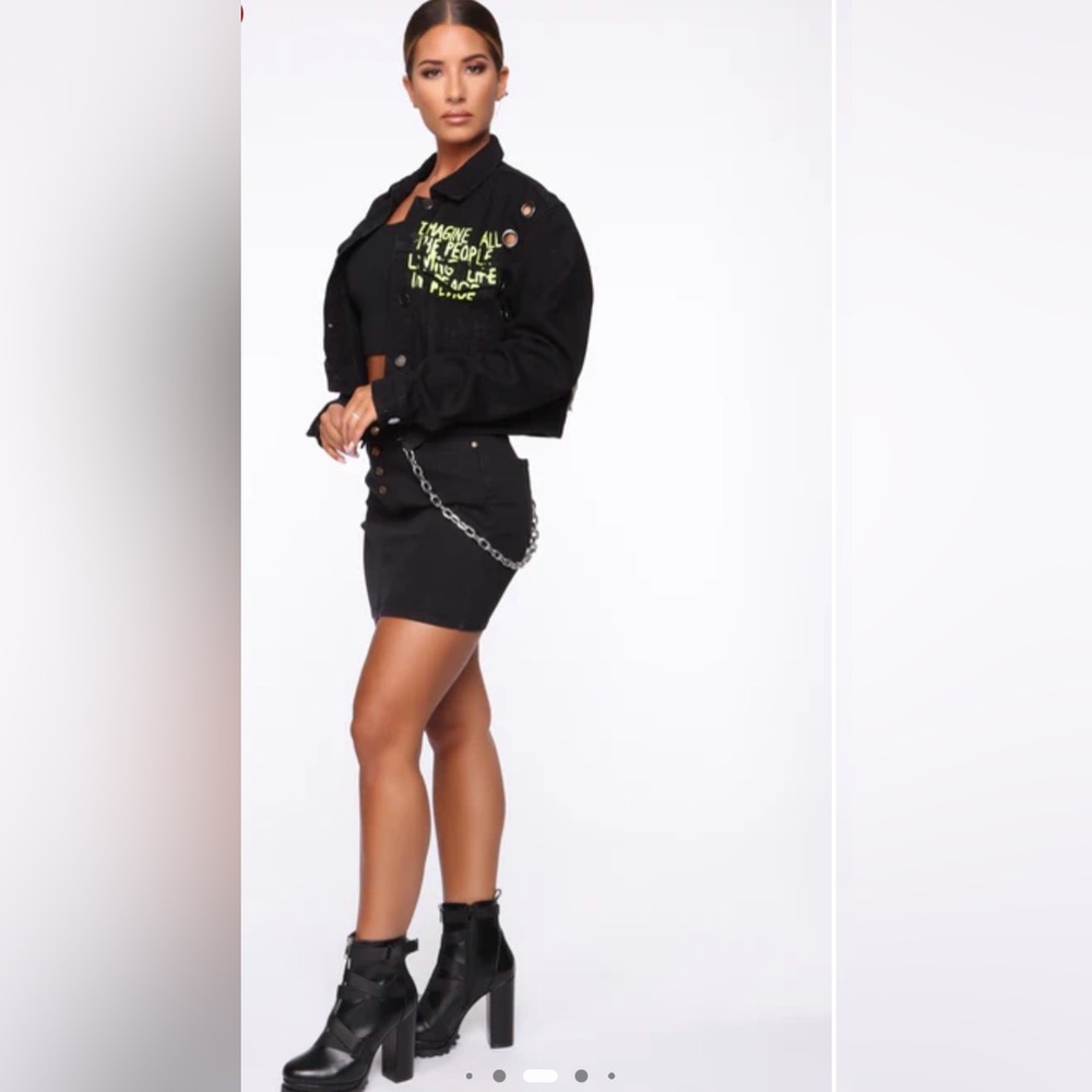 Denim Jacket with Graphic Text NWT by fashion nova - Picture 9 of 15